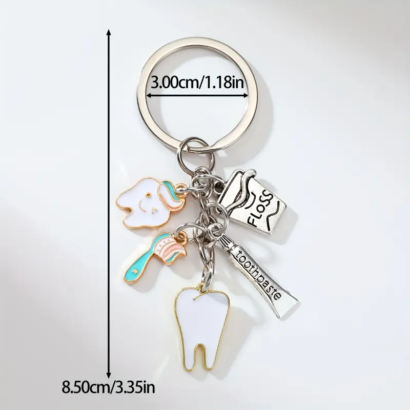 [Dental Keychain] Dental-Themed Alloy Keychain | Tooth & Toothpaste Charms, Enamel "Dentist" Tag, "Love Dental Care" Design - Ideal Gift for Dental Assistants, Dental Hygienists & Homecoming Festival