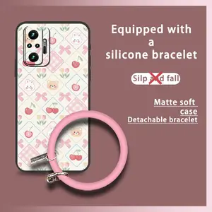 Protective Back Cover Phone Case For Xiaomi Redmi Note10 Pro/Note10 Pro Max Bracelet Solid Color Dirt-resistant heat dissipation Ring Anti-knock Cartoon Soft Case Personality Cute