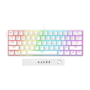 AJAZZ NK61 small configuration wired mechanical keyboard red switch gaming/office dual-use mixed light/RGB e-sports gaming mechanical keyboard light and thin body computer office keyboard ABS flat keycap suitable for gaming and office
