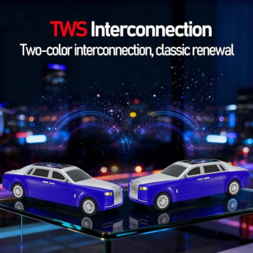 Portable Luxury Sedan Replica Wireless Speaker with LED Starry Sky Roof, 40W Dual HD Sound, TWS Pairing, USB & TF Playback, Hands-Free Calling, Type-C Charging