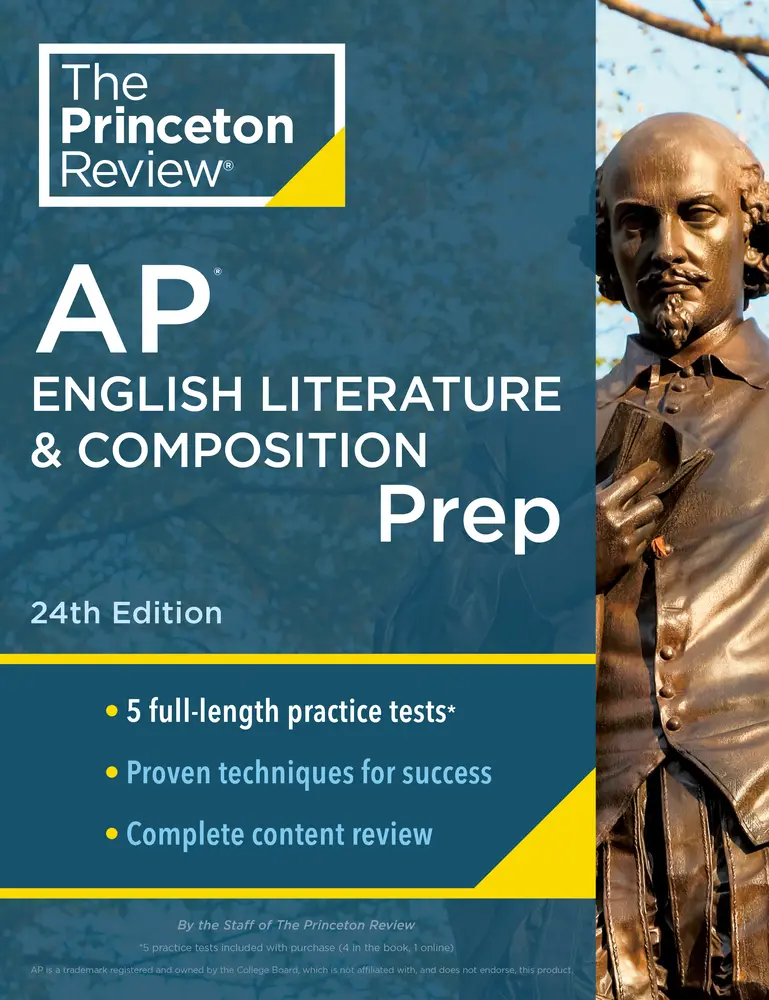 USED Book - Princeton Review AP English Literature & Composition Prep, 24th Edition: 5 Practice Tests + Complete Content Review + Strategies & Techniques by The Princeton Review (Paperback) - english