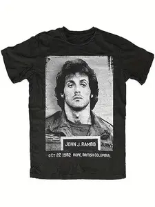 Men's John Rambo Theme T-shirt - Classic Movie Pattern Retro Men's and Women's T-shirt Summer Neutral Casual T-shirt