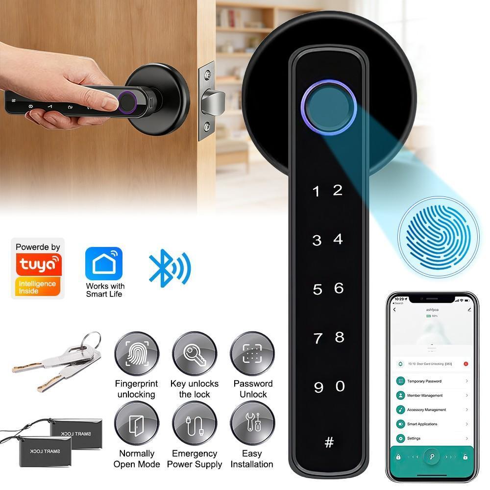 vUpgraded Door Lock Biometric Fingerprint Bluetooth Password Keyless Keypad Entry