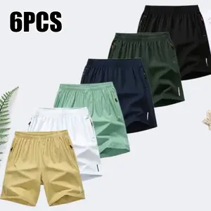 Men’s drawstring casual shorts made from breathable, skin-friendly fabric for a cool, sweat-free summer feel; elastic waistband with drawstring that provides a snug fit without restricting movement. Upgraded secure zippered pockets—perfect for everyday we