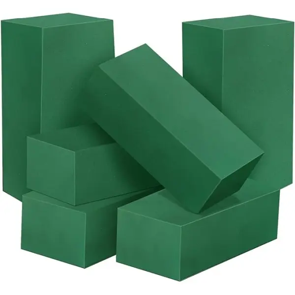 Durable 6-Piece Floral Foam Blocks - Wet & Dry Green Foam for Flower Arrangement, Wedding & Home Decor (Small Size: 5.5in L x 3.1in W x 1.7in H)