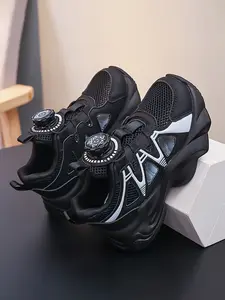 Boys' Sandals, Rotating Buckle No-Tie Hollow Out Breathable Kids Soft Sole Sports Shoes, Comfortable and Stylish Footwear