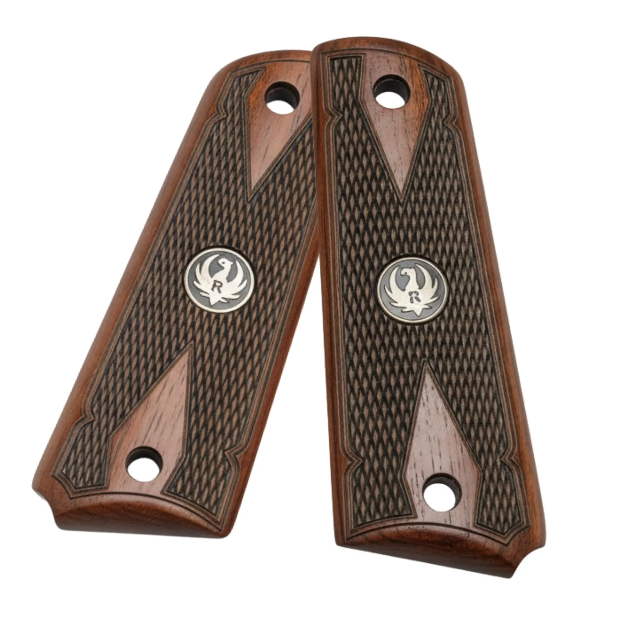 Premium Grips 1911 Full Size Rosewood Checkered with Black Ruger Medallions