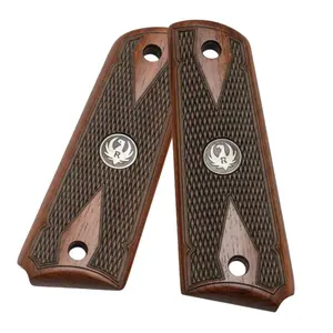 Premium Grips 1911 Full Size Rosewood Checkered with Black Ruger Medallions