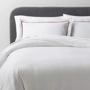 Threshold Duvet Cover Set Cotton Sateen Embroidered, White/Caramel, King