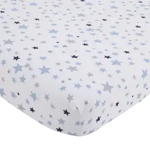 Shine On My Love - Boy Stars Navy, Light Blue and White Fitted Crib Sheet