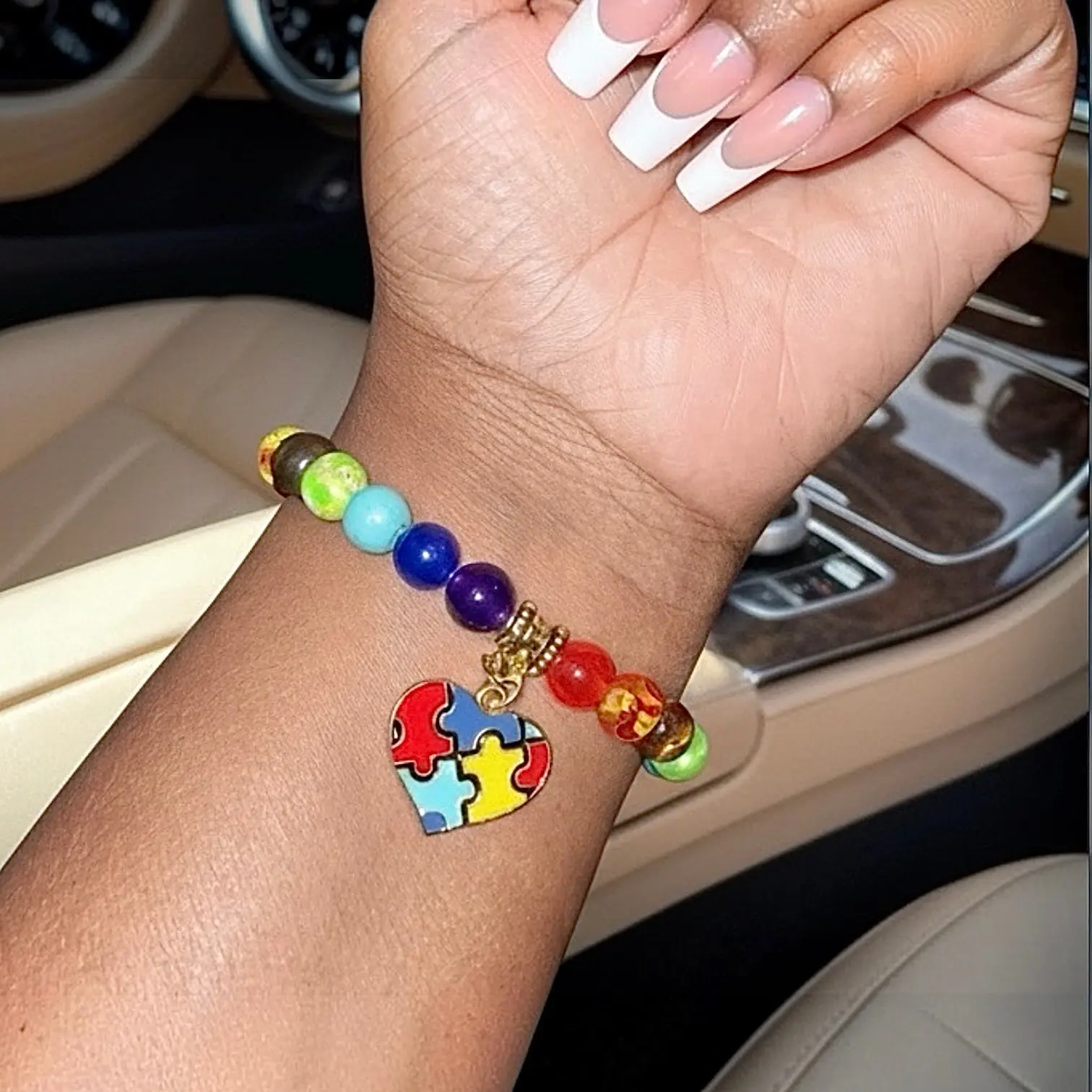 Autism Acceptance Puzzle Heart Beaded Bracelet | Stretch Bracelet | Neurodiversity Gift | Healthcare Worker Gift beautiful bracelet
