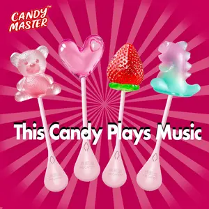Candy Master MeCandy 4D Music Lollipop | linus lollipop | Bone Conduction Tech | 4D Bear/Strawberry/Dinosaur/Heart Shapes | Sugarfree, Fruity Flavor | Halal Certified | Healthy Valentine's Day Gift