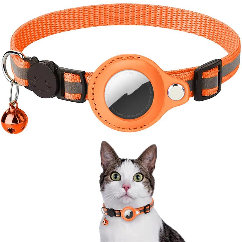 Nylon Collar Reflective Waterproof Holder Case for Airtag Air Tag - Cat Dog Kitten Puppy - Solid Color - Four Seasons Universal