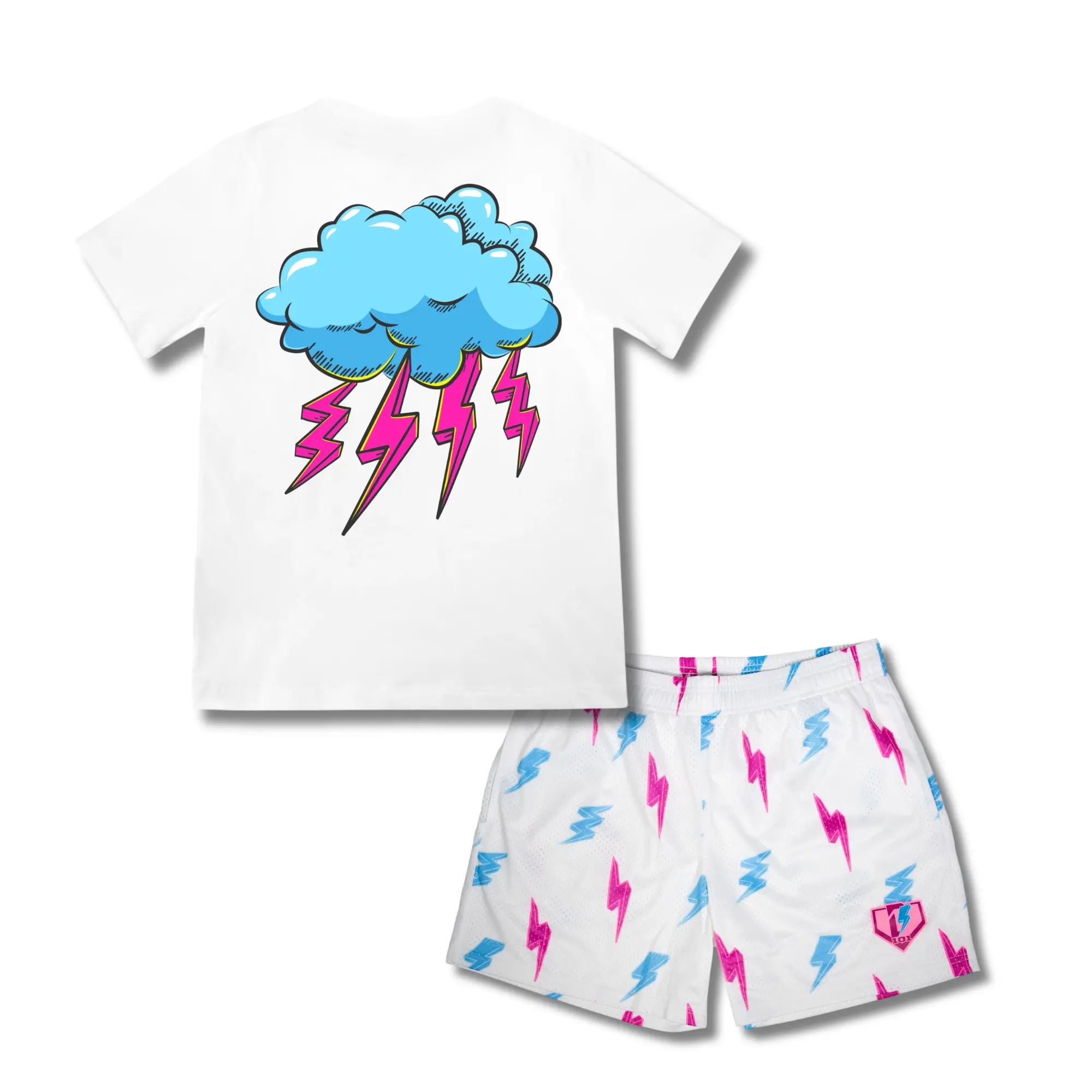 Baseball Lifestyle 101 Rain Delay Lightning Boltl Set | Youth & Adult Tee & Mesh Shorts