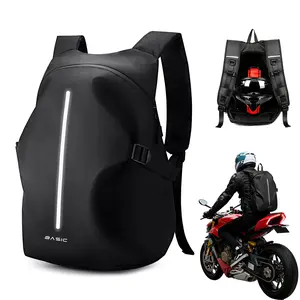 KIBACHEV Motorcycle Backpack,Motorcycle Accessories,Water Resistant Helmet Backpack for Men,Reflective Strips Travel Backpack