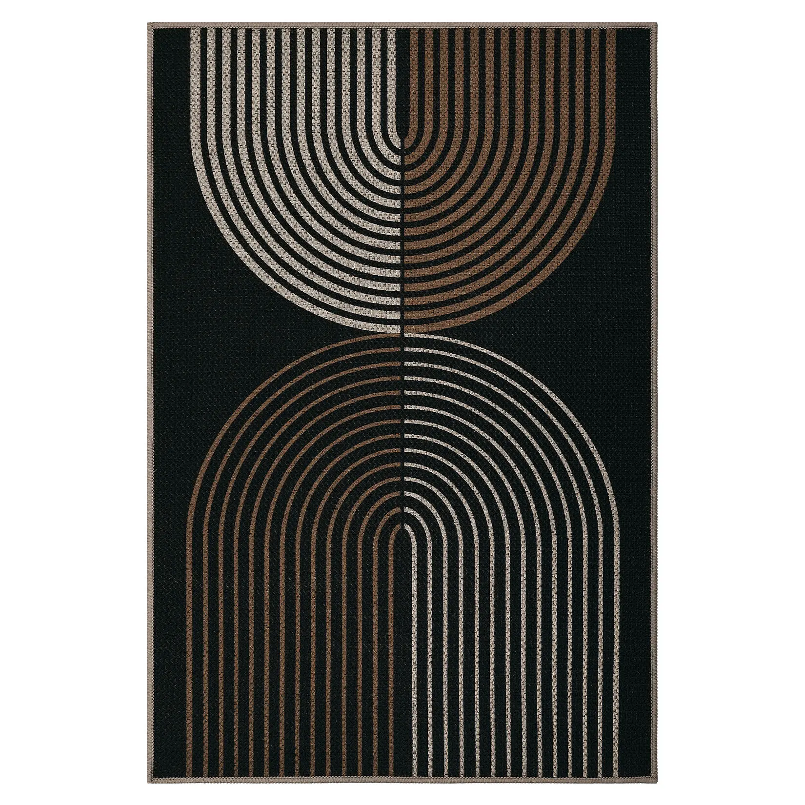 Multiple Sizes & Colors 4x6 Striped Rainbow Outdoor Rug, Washable Easy Jute Area Rug, Stain Resistant Non Shedding Non Slip Rug for Living Room Bedroom Entryway Patio, Black Brown
