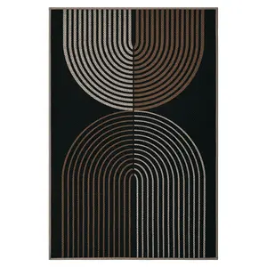Multiple Sizes & Colors 4x6 Striped Rainbow Outdoor Rug, Washable Easy Jute Area Rug, Stain Resistant Non Shedding Non Slip Rug for Living Room Bedroom Entryway Patio, Black Brown