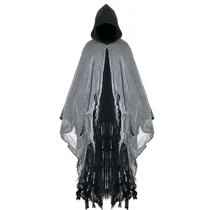 Halloween Hooded Cloak, Medieval Renaissance Wizard Cloak, Reaper Cosplay Cape Costume for Adults, Perfect for Halloween Parties & Events