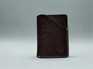 Lightweight Real Leather Card Holder - Full Grain Cowhide, Handmade, Three Compartment, Ten by Seven "cm",  Slim & Comfort-Focused Design, Ideal for Minimalists