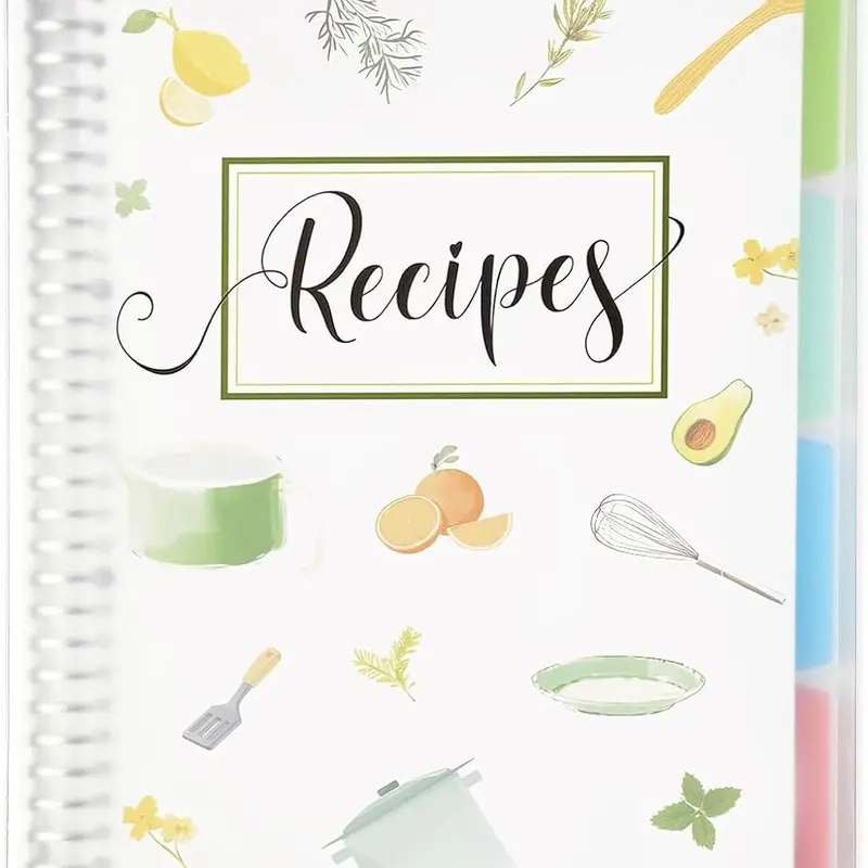 8.5" x 11" Recipe Book to Write in Your Own Recipes, Personal Blank Recipe Notebook Binder, Removable Hardcover Empty Recipe Journal Cookbook Binder with 8 Dividers and 24 Tabs, Hold up to 240 Recipes