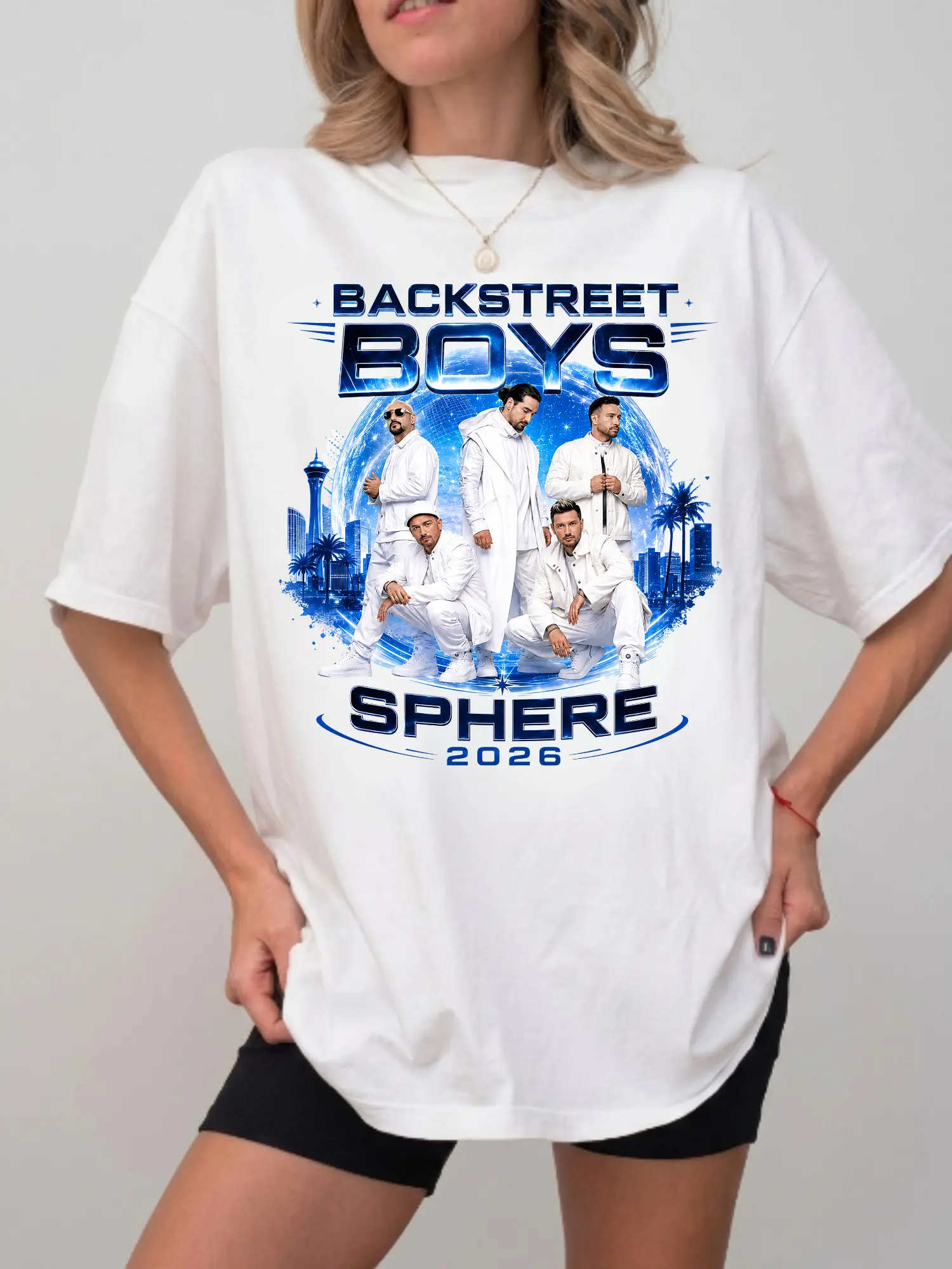 Backstreet Boys 2026 T shirt, 90s Pop Music BSB Shirt, Faux glitter print effect, Into The Millennium Las Vegas Retro Sphere Graphic Tee, Casual Y2K Streetwear Apparel Gift