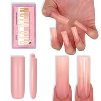 Long Sharp Square Pure Color Baby Pink