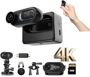 KAYCENCHIP 4K Thumb Action Camera - Tiny Portable Body Camera with Spring Clip, Magnetic Wireless Action Camera,Hands-Free POV Recording, Helmet Cam for Cycling, Vlogging camera,64G Card Included (Black)
