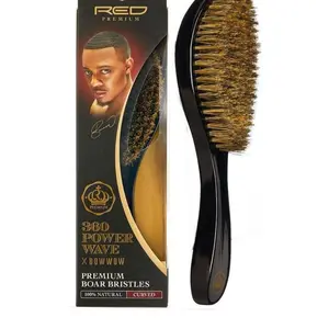 Premium 360 Power Wave X Brush with 100% Boar Bristles, Curved Design, Medium Size for Styling