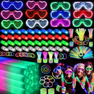 MICRENCY 168Pcs Party Set Supplies - 40 Colorful Finger Lights, 12 LED Glasses, 40 Glow Sticks, 100 Luminous Sticks for Weddings, Birthdays, Concerts, Events & Festive Atmospheres