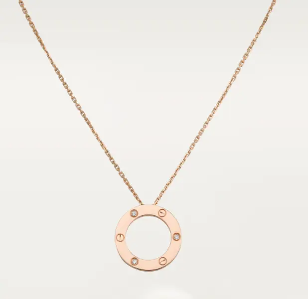 Pre-owned Cartier, LOVE pendant, rose gold with 3 dias，full set