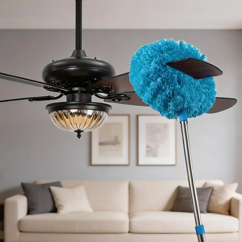 Multi-Purpose Microfiber Duster with Long Telescoping Handle, Reusable Cleaning Tool for Ceiling Corners, Window Blinds, Air Vents, Tall Furniture and Car Interior