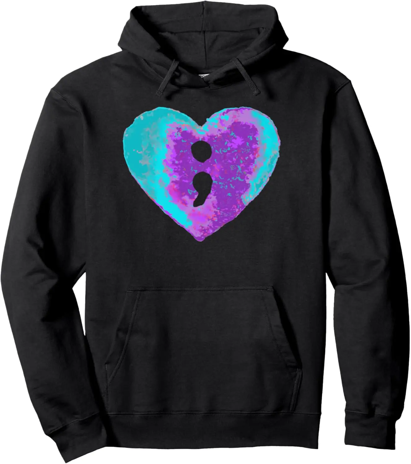 Suicide Prevention Semi Colon Purple Teal Hoodie Pullover Hoodie