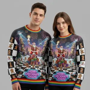 Checkmate Christmas: Santa Playing Chess In Space Sweater