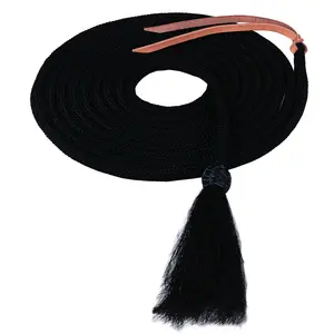 Weaver Leather Braided Nylon Mecate with Horsehair Tassel and Rawhide Button - 1/2" x 23' Black