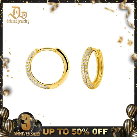 Delzzad S925 Huggies Earrings Lab-Created Moissanite Earring Moissanite Jewelry Perfect Birthday Christmas Gift
