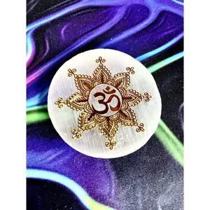 Om Selenite Charging Tray Natural Selenite