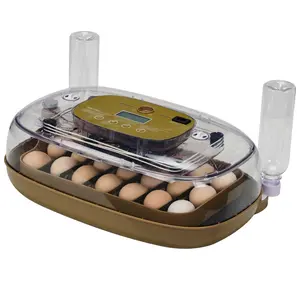 24-Egg Fully Automatic Incubator Farm Equipment with LED Candler, Precise Temperature & Humidity Control, Digital LCD Display, Auto Turner & Dual Water Ports, Transparent Observation Lid for Hobbyists, 110V, Khaki