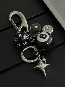 Classical Dice-Shaped Bag Charm, Vintage Design Phone Accessory, Colorblock Keychain, Boho Style, Holiday Gift, and Stylish Keychain, Keychain For Bags, Keychain Bag Pendant