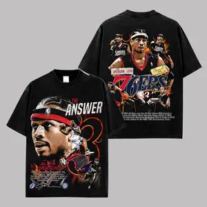 Allen Iverson Graphic Tee, AI The Answer Vintage Basketball Shirt, Philly Number 3 Retro Streetwear T-Shirt, Legend Oversized Unisex Fan Tee, Trending Sports Gift for Men Women US