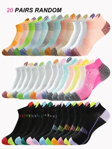 Random Color Women's Colorblock Polyester Athletic Socks, Soft Comfortable Breathable Low Cut Socks for Running Jogging, Women's Socks for Spring & Fall