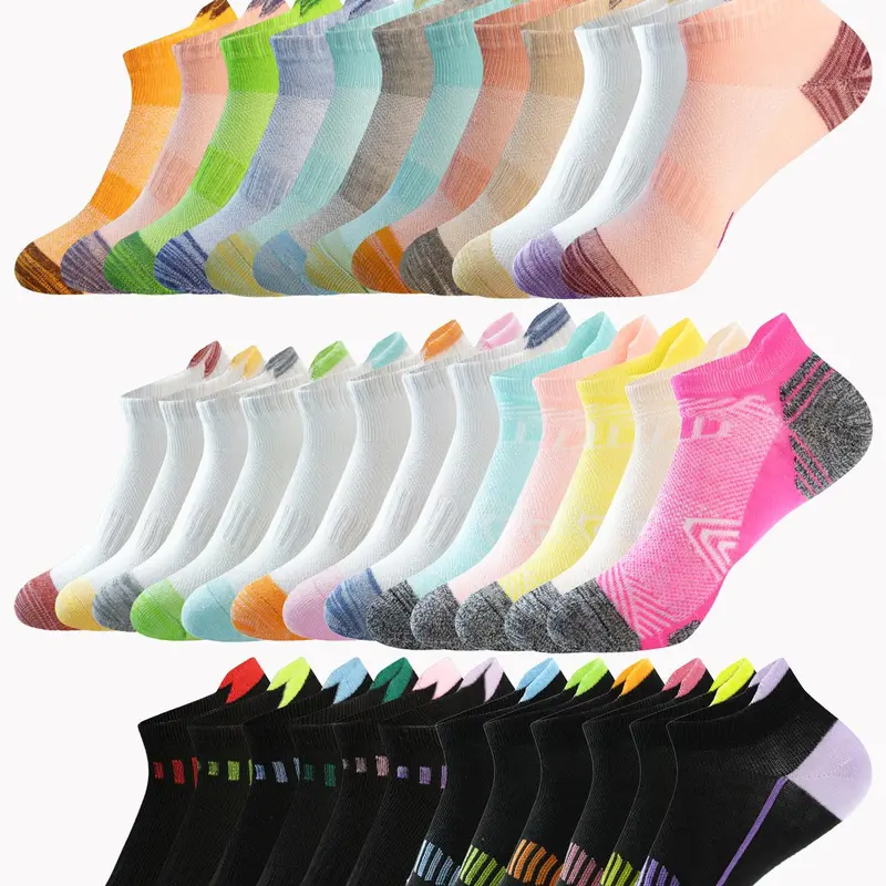 Women's Spring Summer Sport Socks, Sports Socks, Sporty Socks, Soft Cushioned Ankle Socks, Breathable Outdoor Running Casual Socks, 10/20 Pairs