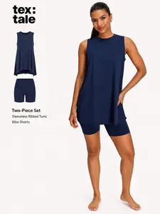 TexTale Women’s Breathable Cooling Lounge Set Sleeveless Soft Stretch Elastic High Waist 2 Piece Outfit