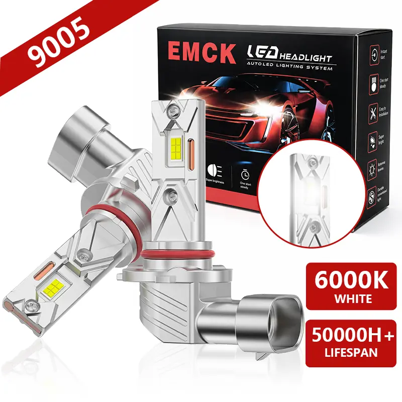 OKCKMK 9005/HB3 White LED Car Light Kit High/Low Beam Bulbs Ultra Bright 6000K 30000 Lumens Plug & Play, supports CANBUS, 2-piece set