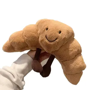 Plush 9" Croissant Plush Cute Smile Croissant Bread Pillow Stuffed Animals Funny Soft Food Plushies Toy