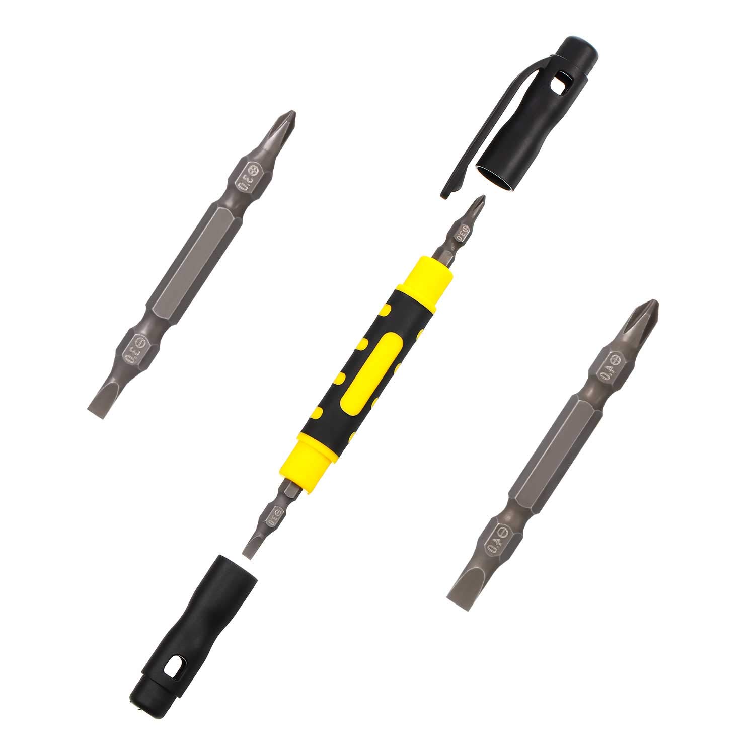 4 Pieces Pocket Screwdriver 4 in 1 Pen Screwdriver Multipurpose Portable Screwdriver Crossing Flathead Screwdriver for Repairing