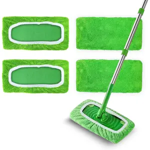 4 Pack  Microfiber Mop Pads Compatible with Swiffer Sweeper, Washable Wet Mopping Cloths and Dry Sweeping Cloths, Wet Pad Refills for Hardwood Floor Cleaning(Mop is Not Included)