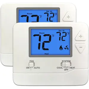 2 Pack Non-Programmable Digital Thermostat for , up to 1 Heat/1 Cool with 4.5 sq. inch Display, Compatible with Single Stage Electrical and Gas/Oil System, White