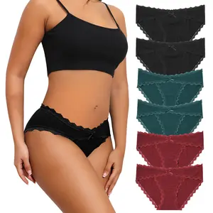 LEVAO 6/12 Pack Cotton Underwear for Women – Breathable Lace Panties, Low Waist Stretch Briefs, Everyday Comfort S-XXL