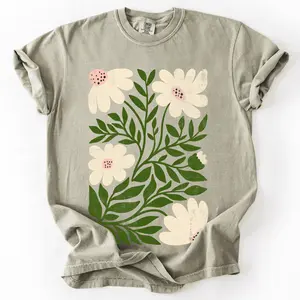 White Wildflower Botanical, Vintage Boho, Nature, Comfort Colors T-Shirt