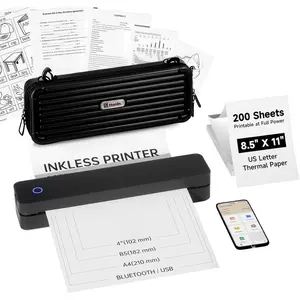 Portable Printer  for Travel, Thermal Inkless Printer for  Use, Come with Carry Case& 200 Sheets Thermal Paper, Support 8.5x11  Letter&A4 Thermal Paper, Compatible with Phone Laptop